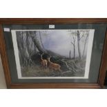 A Limited Edition print depicting a Roebuck in woods, 1995,