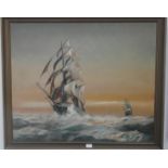 Dion Pears (20th century): Shipping scene, oil on canvas, signed lower right,