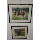 Two Limited Edition signed horse racing prints by Peter Curling and Clare Eva Burton;