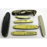 Seven penknives to inc ivory handled examples