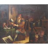 Continental School (19th century):
A pair of oils on board depicting scholars in interiors in the