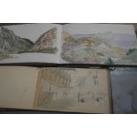 Two 19th century sketchbooks to inc various landscape and figural studies,