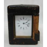 A cased 19th century brass quarter repeater carriage clock,