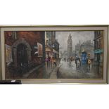 De Vity (Italian, 20th century): a busy Parisian street scene, oil on canvas, stamped verso,