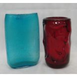 A large red Art glass vase;