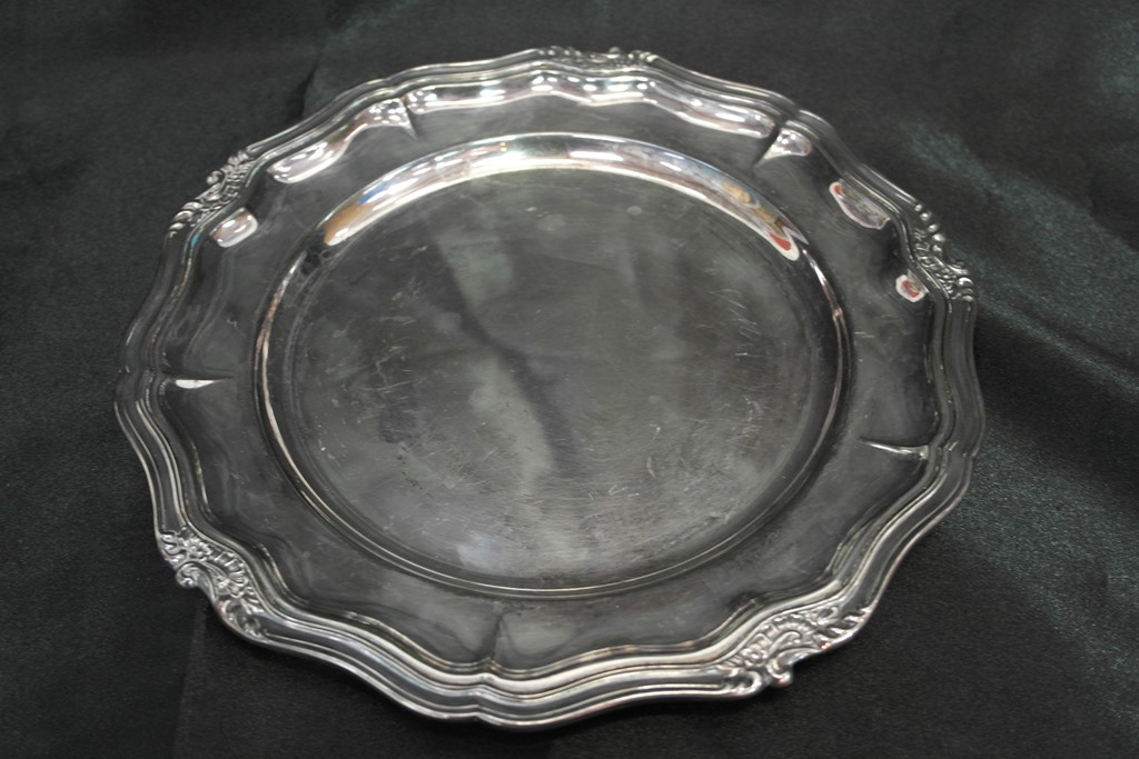 A Swedish shell and scroll bordered tray with inscription to verso marked '830s': approx weight 16