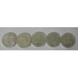 5 x High Grade silver Austrian 100 Schillings 1975,