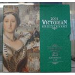 2001 Victorian Anniversary £5 coin and note set with prefix note