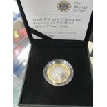 2008 UK 4th Olympiad £2 Piedfort silver proof & 2008 Handover Ceremony Piedfort proof coin,