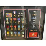 Framed and glazed set of medals as awarded to General Sherwood from 1960`s to 2000`s with