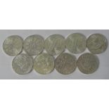 9 x Austrian silver 50 Schilling Coins,2 x 1973,