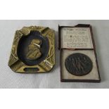 A cased Lusitania medallion together with a Napoleon ashtray