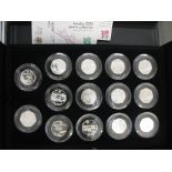 London 2012 silver proof 50p collection in presentation folder with 15 coins