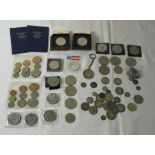 A quantity of coins to inc US and GB silver, Victorian and Edwardian Florins,