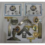 Four Masonic Jewels and various metal Masonic items