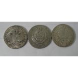 2 x Maria Theresa Thalers & 1808 Zehn Feine Mark