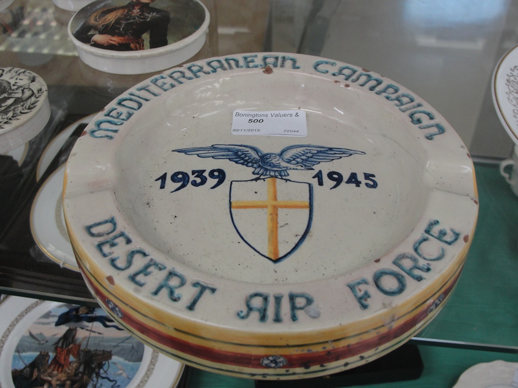 WWII R.A.F "Mediterranean" campaign, desert air force ashtray.