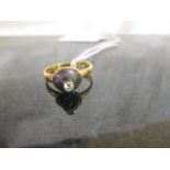 A Georgian black pearl & diamond ring