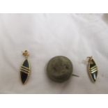 A pair of 9ct gold & onyx earrings;