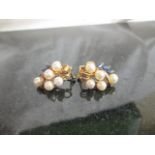 Gold Sapphire and Pearl earrings