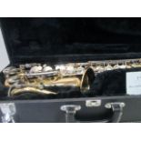 A boxed Earlham saxophone