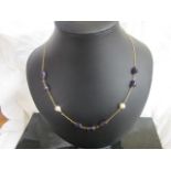 A 9ct gold amethyst & pearl necklace