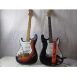 Two electric guitars :  left-handed,
