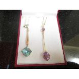 Two 9ct gold pendants to inc a Victorian amethyst example