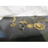 Gold Judaica pendants and chains