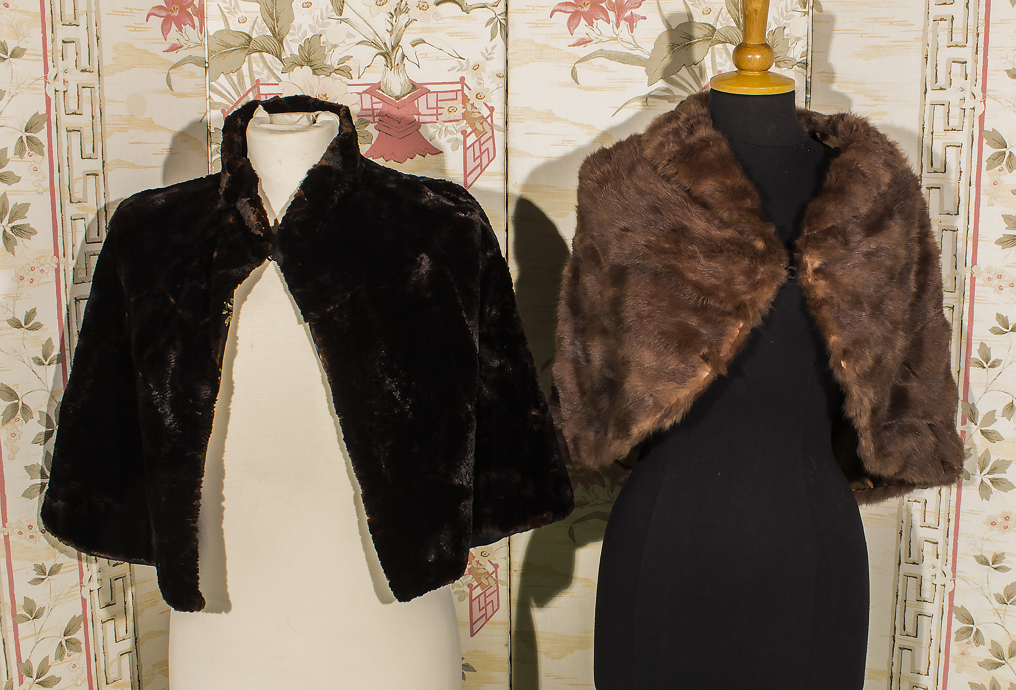 Two vintage fur capes