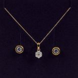 A 9ct gold 25pt 1/4ct diamond set cluster pendant together with 9ct gold 1.5gm cubic zirconia