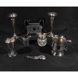 A collection of silver plated items