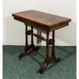 A William IV rosewood card table, number stamp to underside 8080