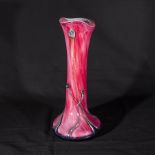 A pink free form art glass vase, 30cm tall