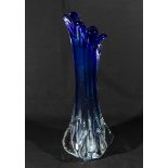 A large Murano blue glass vase, 46cm tall