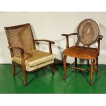 Two bergere backed armchairs