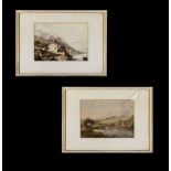 A pair of framed watercolours signed J A Brett