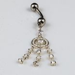 Cubic zirconia chandelier navel body bar