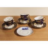 Six Victorian cups and saucers together with Stobs Castle saucer