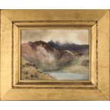 After David Cox, framed watercolour depicting Welsh Mountains. Image size 18 x 24cm