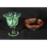 A Medina glass bowl and a goblet both signed