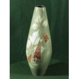 Japanese Ando silver mounted and wired cloisonne vase, pale green ground with foliage decoration