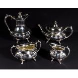 A four piece silver plated tea service, R Stewart Glasgow