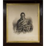 A large mahogany framed engraving of James Hogg 'The Ettrick Shepherd' signed