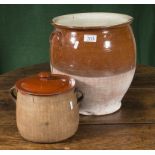 An earthenware pot and an earthenware crock pot