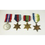WWII 1939-45 King George VI medal, Pacific Star, Atlantic Star and Star Service Medal