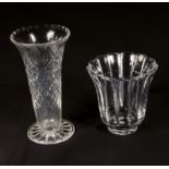 An Orrefors glass vase together with a cut glass vase