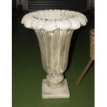Reconstituted stone tulip shaped garden urn