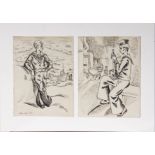 Three pen and ink drawings of sailor boys with monograms. Circa 1920/30's