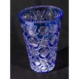A Venetian blue overlay glass vase, 25cm tall